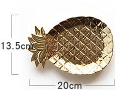 Frunze de ananas din ceramică Vasă de bijuterii Aur Argintiu Alb Negru Cercei Inel Farfurie decorativă Tavă de desert Boluri