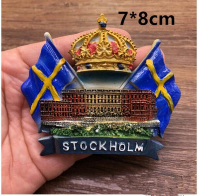 Ručno oslikana krunska slova zastave Stockholma 3D magneti za hladnjak Turistički suveniri Magnetske naljepnice za hladnjake Uređenje doma