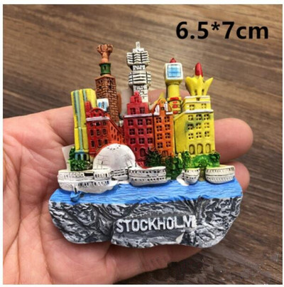 Ručno oslikana krunska slova zastave Stockholma 3D magneti za hladnjak Turistički suveniri Magnetske naljepnice za hladnjake Uređenje doma
