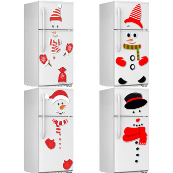Магнитен стикер за хладилник Коледен снежен човек Изражение Карикатура Магнитни стикери за хладилник Метална врата Офис шкаф Коледа Коледа
