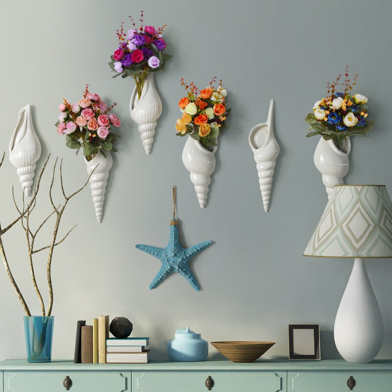 Kriauklė Starfish Beach Decor Nautical Home Miegamasis Svetainė Pakabinama vaza Kūrybinis fonas Sienų dekoravimas Jūrų kriauklės