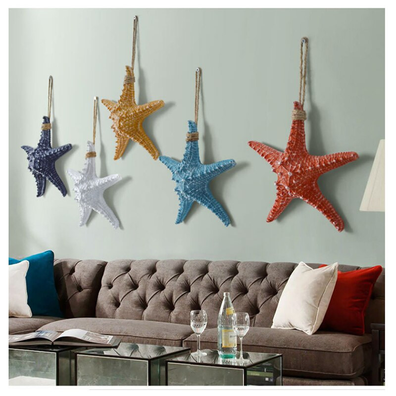Kriauklė Starfish Beach Decor Nautical Home Miegamasis Svetainė Pakabinama vaza Kūrybinis fonas Sienų dekoravimas Jūrų kriauklės