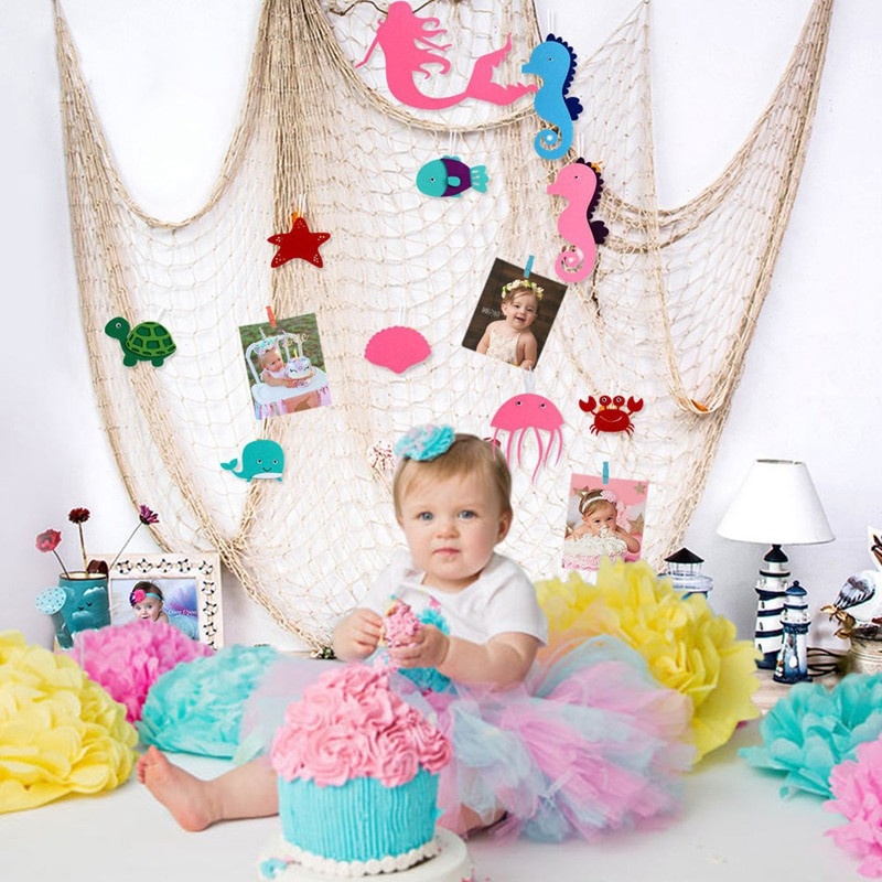100*200cm veľká modrá rybárska sieť pre deti, námornícka oceánska téma, narodeninové párty, DIY letná domáca nástenná dekorácia