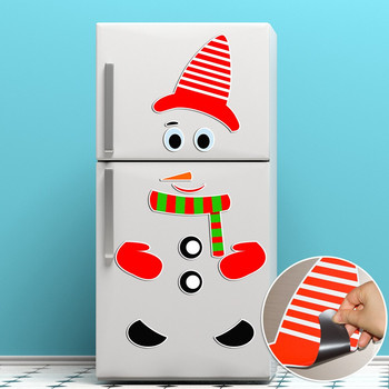 Μαγνήτης ψυγείου Μαγνήτης ψυγείου Αυτοκόλλητο Ψυγείο Χριστουγεννιάτικο Χιονάνθρωπο Πρόσωπο Κουζίνα Ψυγείο Αυτοκόλλητα τοίχου Art Cute Smiley Αυτοκόλλητα τοίχου