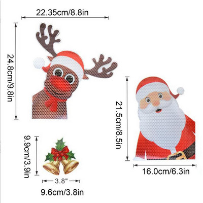 Karácsonyi autós hűtőszekrény díszek Karácsonyi fényvisszaverő mágneses dekoráció 5 különböző stílusú karácsonyi stílusú hűtőszekrény