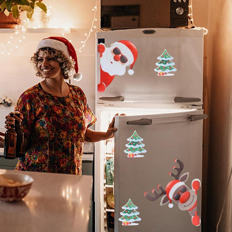 Karácsonyi autós hűtőszekrény díszek Karácsonyi fényvisszaverő mágneses dekoráció 5 különböző stílusú karácsonyi stílusú hűtőszekrény