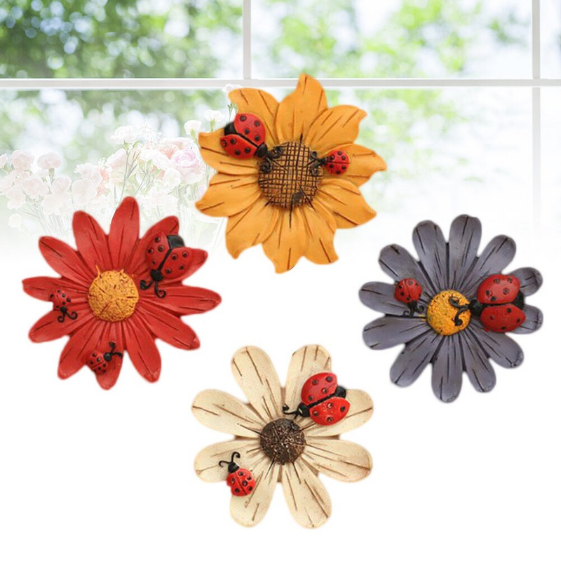 4 gėlių šaldytuvo magnetai Gražios gėlės saulėgrąžų magnetai sodo sieninei tvorai