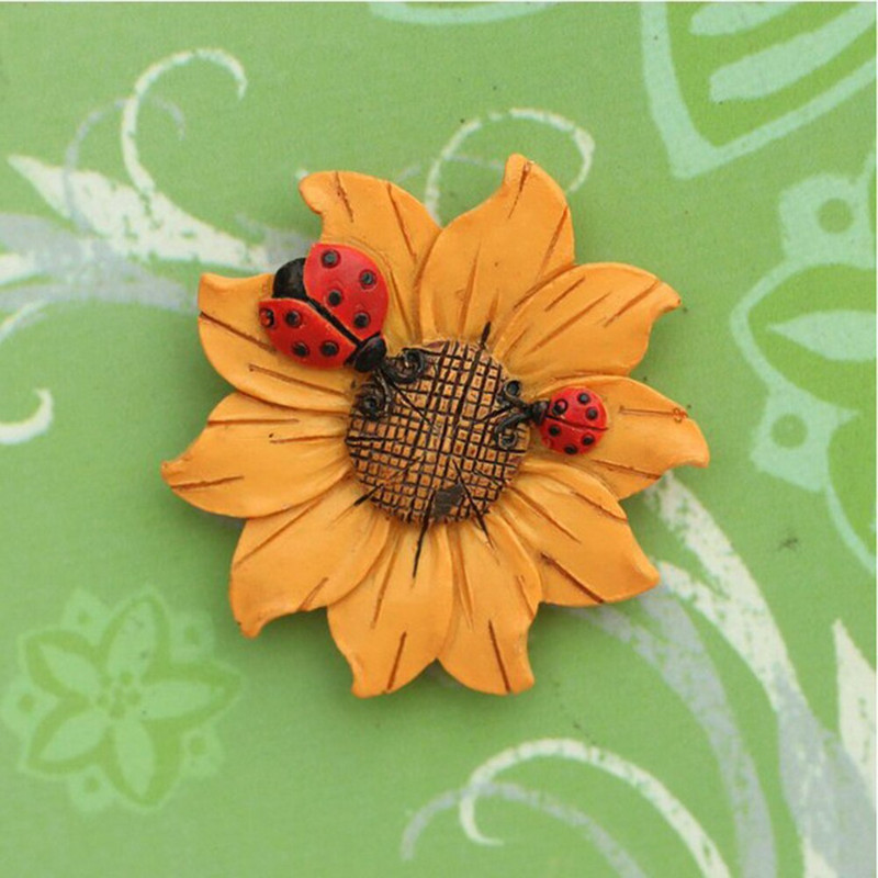 4 gėlių šaldytuvo magnetai Gražios gėlės saulėgrąžų magnetai sodo sieninei tvorai