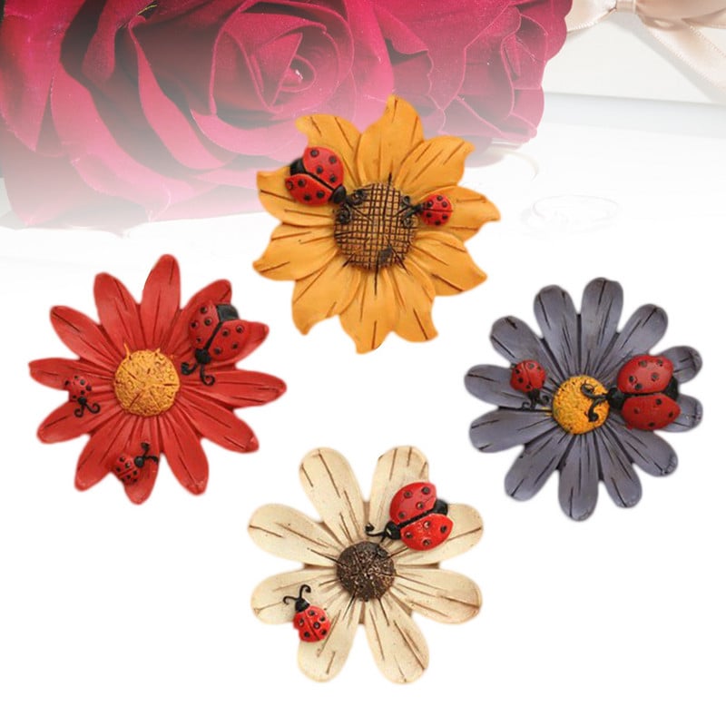 4 gėlių šaldytuvo magnetai Gražios gėlės saulėgrąžų magnetai sodo sieninei tvorai