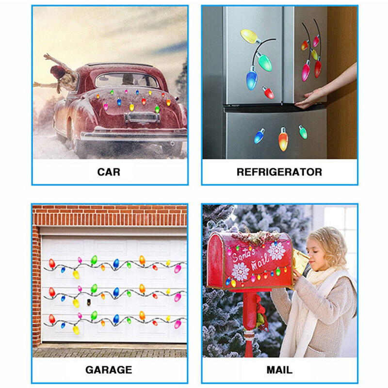 Decoratiuni pentru frigider pentru mașină de Crăciun Bec reflectorizant pentru copac de reni Moș Crăciun Set de accesorii cu magneți Decor de vacanță de Crăciun