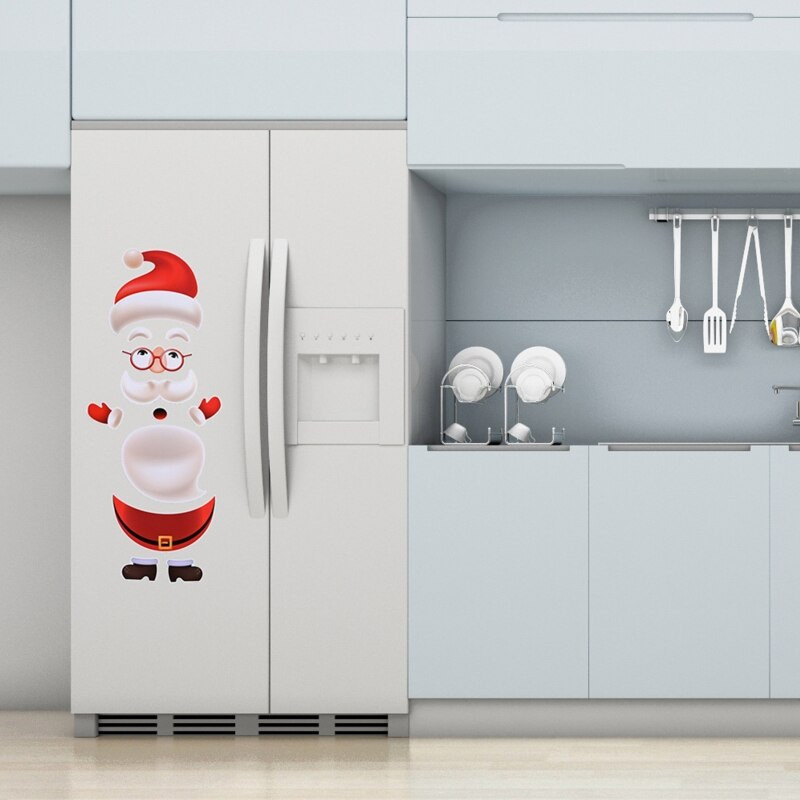 Vianočná kreslená magnetická nálepka na chladničku so Santa Clausom, snehuliakom, dekorácia do domácej kancelárie, obrázky jedálnych lístkov, poznámky, dekorácia