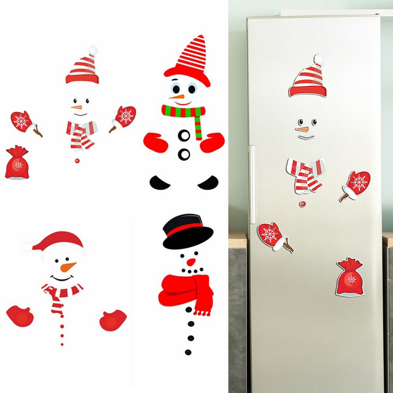 Vandeniui atsparus menas „pasidaryk pats“ šypsenėlių šaldytuvo magnetinis lipdukas Šventinis dekoras Garažo durys Kalėdinis sniego žmogaus veidas