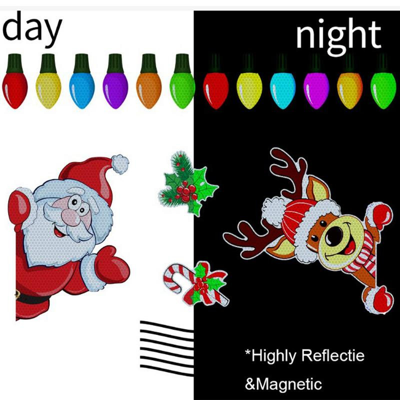 Reflexné magnetické dekorácie Reflexné magnety Dekorácie do auta a chladničky Vianočné Jasné farby Reflexné magnetické