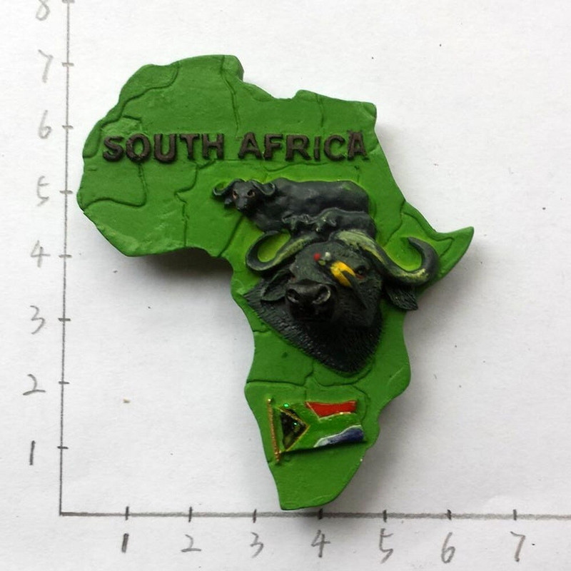 BABELEMI Južná Afrika Divoké zviera Zebra Hroch Bizón Leopard Živica 3D Magnet na chladničku Samolepka Turistický suvenír