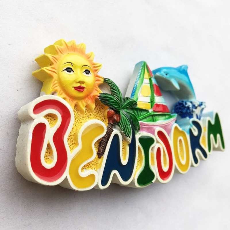BABELEMI Živicové 3D Španielsko Turistický suvenír Benidorm Torrevieja Magnety na chladničku Dekoratívny magnet na chladničku Bytová dekorácia
