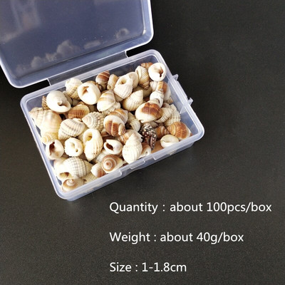 Mix štýlov prírodných mušlí 1-3cm 1 BOX prírodných mušlí mini mušlí kukuričná skrutka nástenná dekorácia DIY akvárium krajina morská hviezda