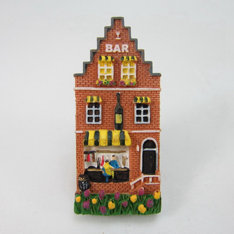 Holandsko Amsterdam turistické suveníry magnety na chladničku 3D farebný dom živicové magnetické nálepky na chladničku bytové dekorácie dekorácie