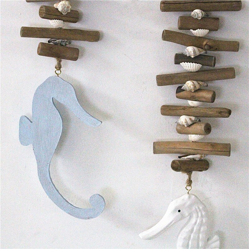 „Pasidaryk pats“ mediniai jūrų arkliuko jūrų žvaigždės pakabukai, kabantys papuošalai namų sienų dekoravimui Viduržemio jūros regiono stiliaus dekoravimo pakabukų ekrano siena