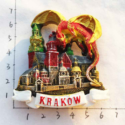 BABELEMI Kreatívna 3D nálepka na chladničku s motívom starej budovy v Krakove, Poľsku, s motívom Starého Mesta v Krakove, cestovnými suvenírmi a magnetickou nálepkou na chladničku