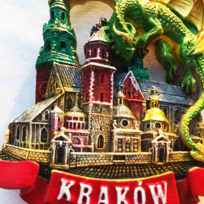BABELEMI Kreatívna 3D nálepka na chladničku s motívom starej budovy v Krakove, Poľsku, s motívom Starého Mesta v Krakove, cestovnými suvenírmi a magnetickou nálepkou na chladničku