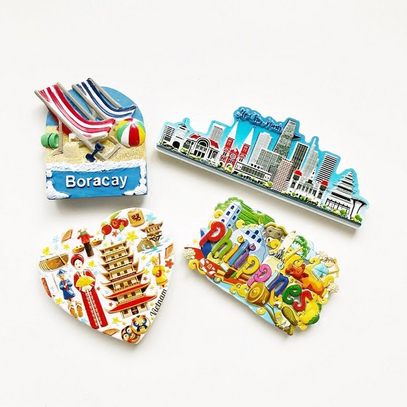 Filipine Vietnam Laos Cambodgia Sri Lanka Magnet de frigider din rășină Suveniruri turistice Magneți de frigider 3D Autocolant Cadouri