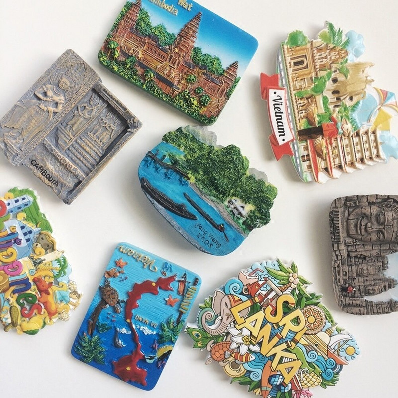 Filipine Vietnam Laos Cambodgia Sri Lanka Magnet de frigider din rășină Suveniruri turistice Magneți de frigider 3D Autocolant Cadouri