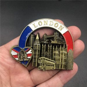 BABELEMI Luxusná kovová 3D magnetická nálepka na chladničku, britská, Talianska, Rím, Francúzsko, USA, Katar, cestovná suvenírová dekorácia do kuchyne