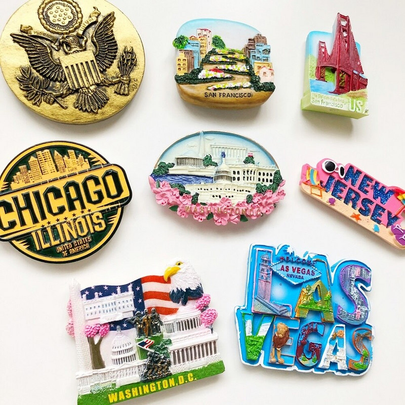 BABELEMI JAV Šaldytuvo magnetai Niujorkas Las Vegasas Čikaga San Franciskas Majamis Aliaska Suvenyrai Šaldytuvo magnetas Namų dekoravimas