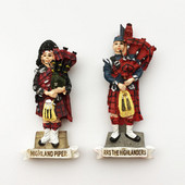 BABELEMI Magnet na chladničku v britskom štýle, suvenír, festival gajdy, kockovaná sukňa, magnetická nálepka na chladničku