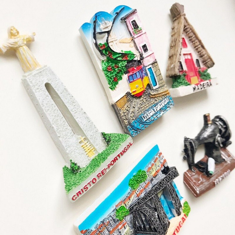 Portugalija Kelionių suvenyrų šaldytuvo magnetai Creative Resin 3D Lisabon Porto Madeira Sintra Fado šaldytuvo magneto dekoras