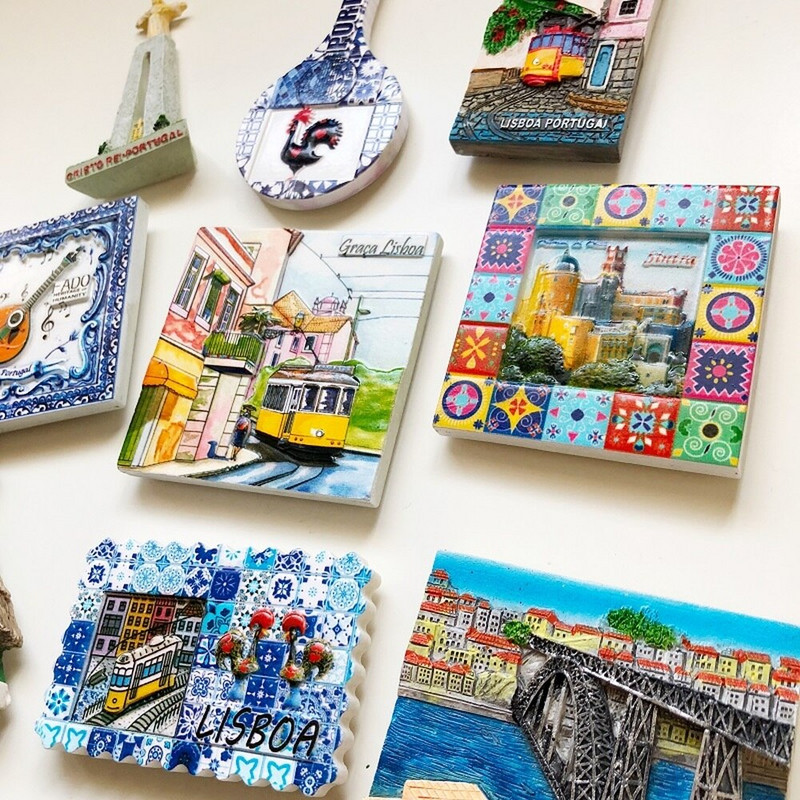 Portugalija Kelionių suvenyrų šaldytuvo magnetai Creative Resin 3D Lisabon Porto Madeira Sintra Fado šaldytuvo magneto dekoras