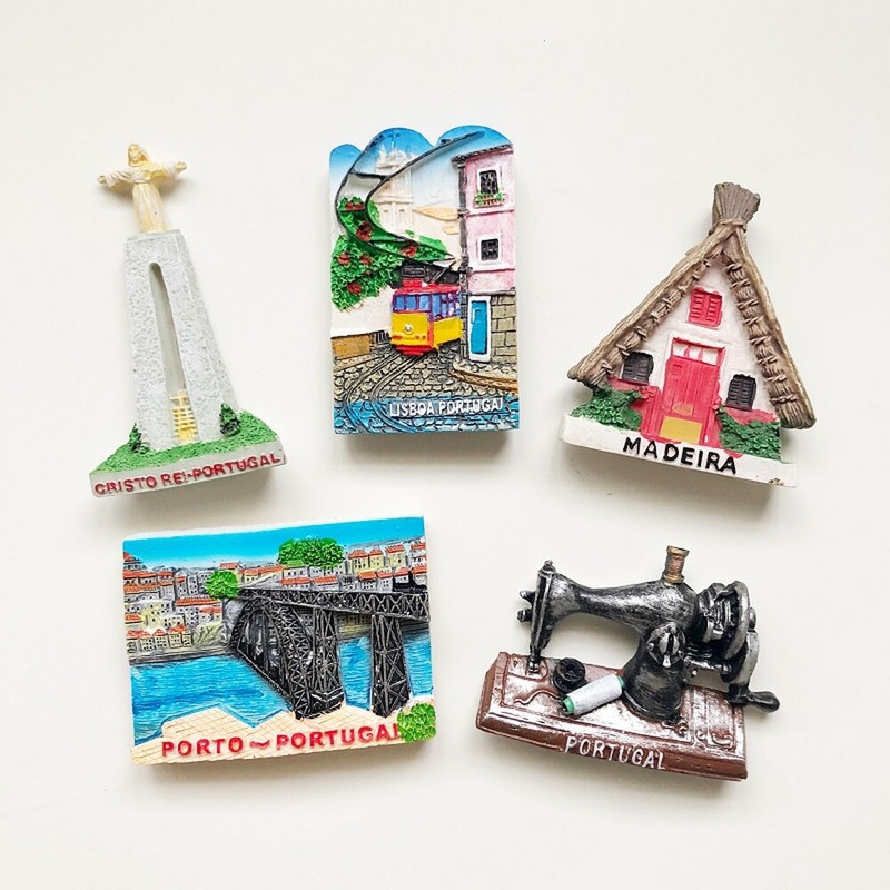 Portugalija Kelionių suvenyrų šaldytuvo magnetai Creative Resin 3D Lisabon Porto Madeira Sintra Fado šaldytuvo magneto dekoras