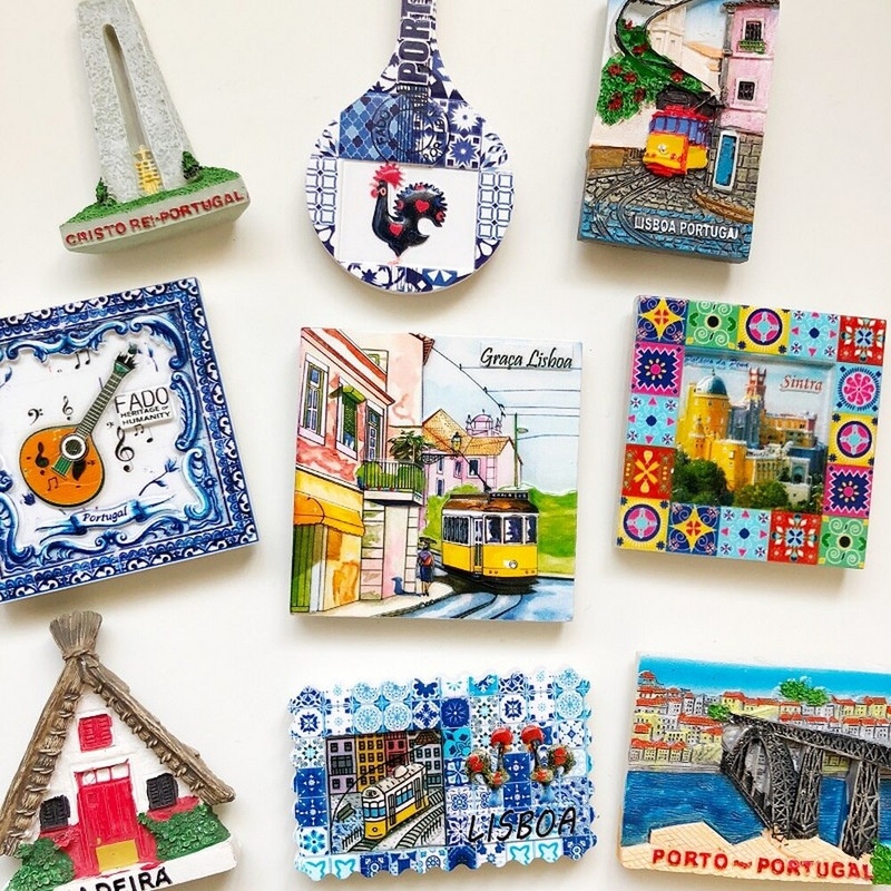 Portugalija Kelionių suvenyrų šaldytuvo magnetai Creative Resin 3D Lisabon Porto Madeira Sintra Fado šaldytuvo magneto dekoras