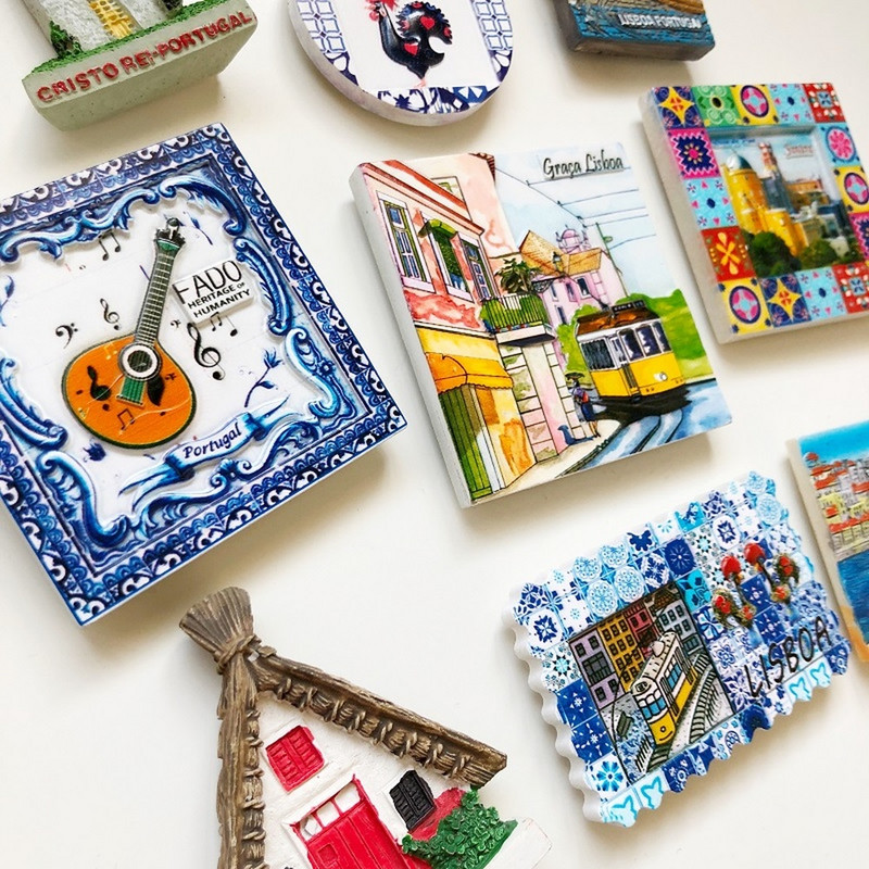 Portugalija Kelionių suvenyrų šaldytuvo magnetai Creative Resin 3D Lisabon Porto Madeira Sintra Fado šaldytuvo magneto dekoras