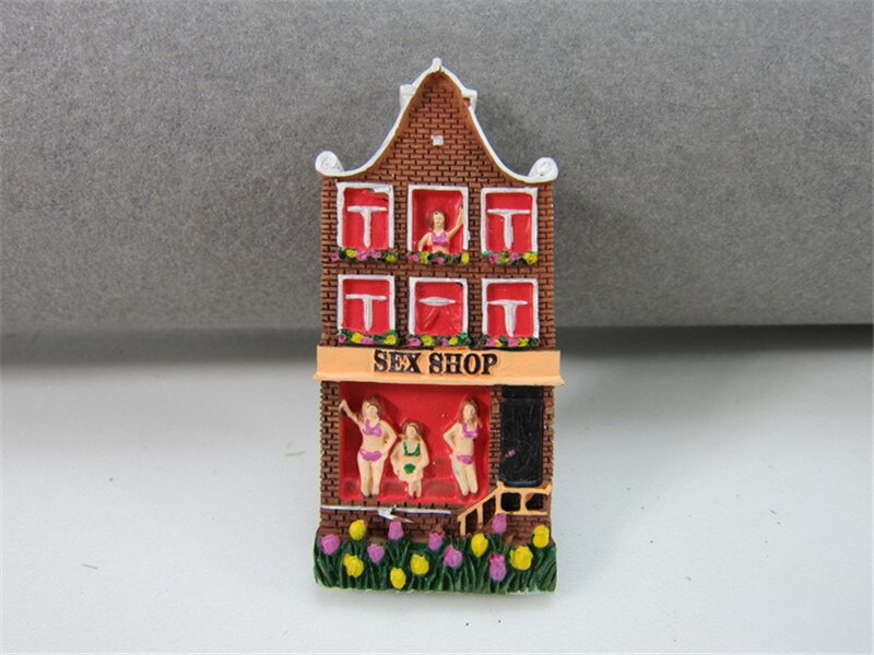 Țările de Jos Suveniruri turistice Magneți pentru frigider Amsterdam Sexy Shop Restaurant Casa colorată Autocolante magnetice pentru frigider