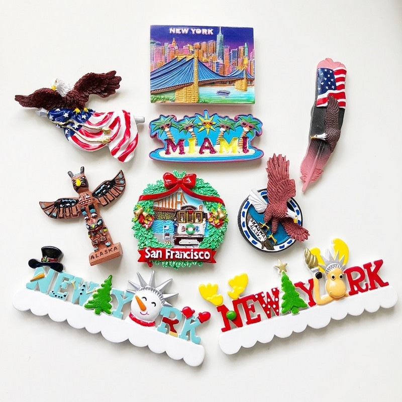 BABELEMI USA Külmkapimagnetid New York Las Vegas Chicago San Francisco Miami Alaska Suveniirid Külmkapimagnet Kodukaunistus