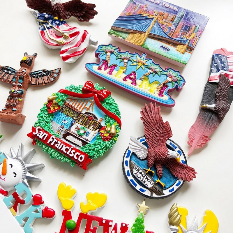 BABELEMI USA Külmkapimagnetid New York Las Vegas Chicago San Francisco Miami Alaska Suveniirid Külmkapimagnet Kodukaunistus