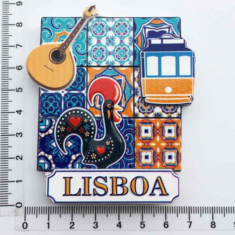 BABELEMI 1 buc Portugalia Cocoș Lisabona Tramvai Chitară Magneți Frigider Suveniruri de călătorie Autocolante pentru frigider Cadou Decoratiuni pentru casă