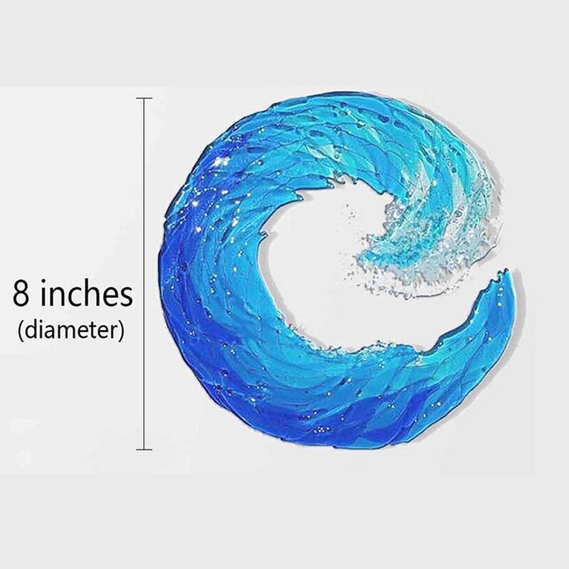 Ocean Wave olvasztott üveg szobor színátmenet, kék hullám szobor Dísz dekoráció hullámok alakzat gyanta kézművesség otthoni dekorációhoz