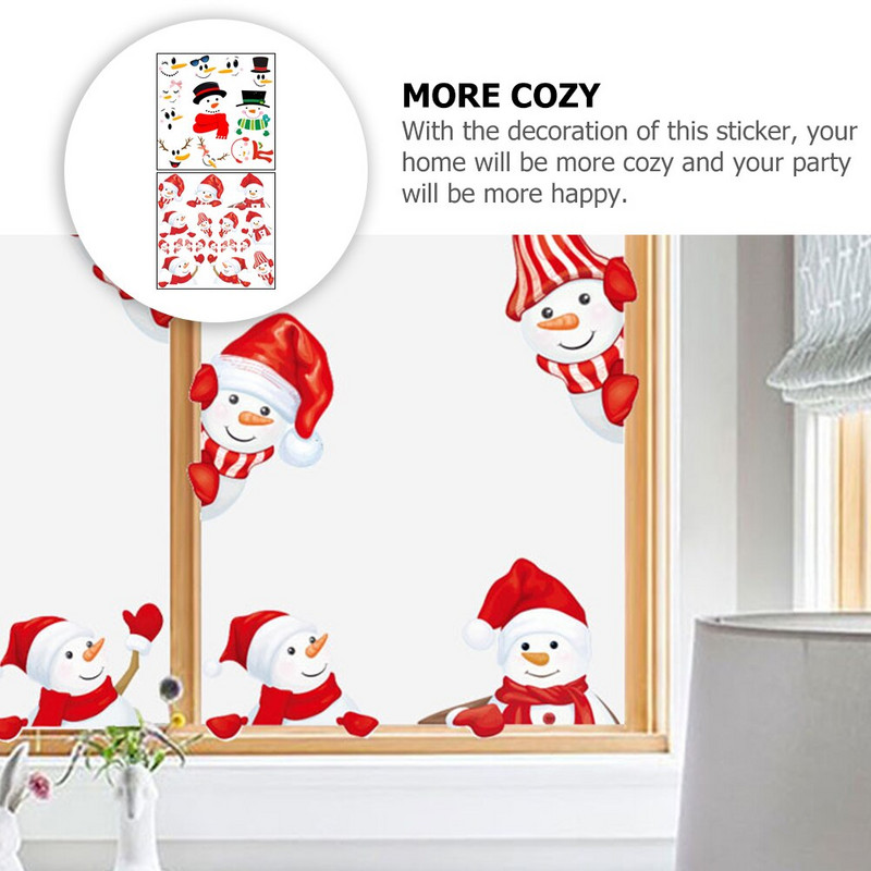 Kalėdinis sniego senelis Šaldytuvo lipdukas Lipdukas Šaldytuvo lipdukai Langų sienų apdaila Kalėdų dekoras Prigludęs prie veido Atostogų namai