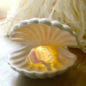 Japán stílusú kerámia Shell Pearl Night Light Streamer Mermaid Fairy Shell éjszakai lámpa éjjeli dekorációhoz Kreatív ajándék