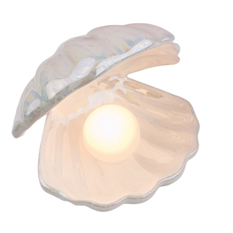 Japán stílusú kerámia Shell Pearl Night Light Streamer Mermaid Fairy Shell éjszakai lámpa éjjeli dekorációhoz Kreatív ajándék