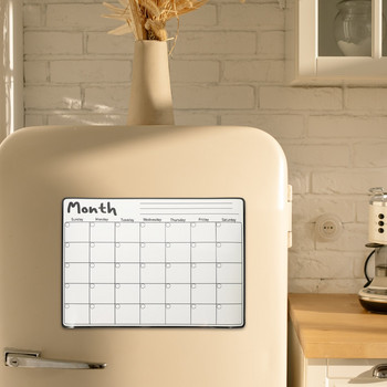 Календар Магнитен Хладилник Сухо изтриване Табло за планиране Месечен бял списък с магнит за хранителни стоки Хладилник Бяла дъска Органайзер Планери
