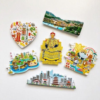 Китайски туристически сувенир от смола 3D магнити за хладилник Xinjiang Wuhan Jilin Guizhou Wuzhen Guilin Dali Магнитни стикери за хладилник