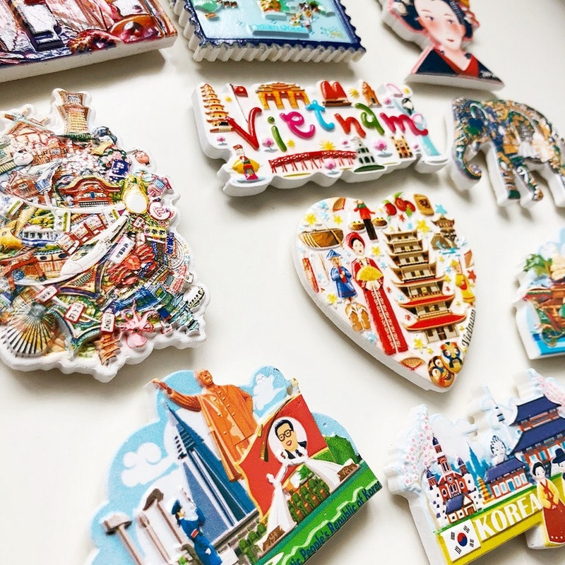 BABELEMI Vietnam India Japonia Coreea de Nord Magneți de frigider 3D Magnet de frigider Autocolant Suvenir de călătorie Decorare pentru bucătărie
