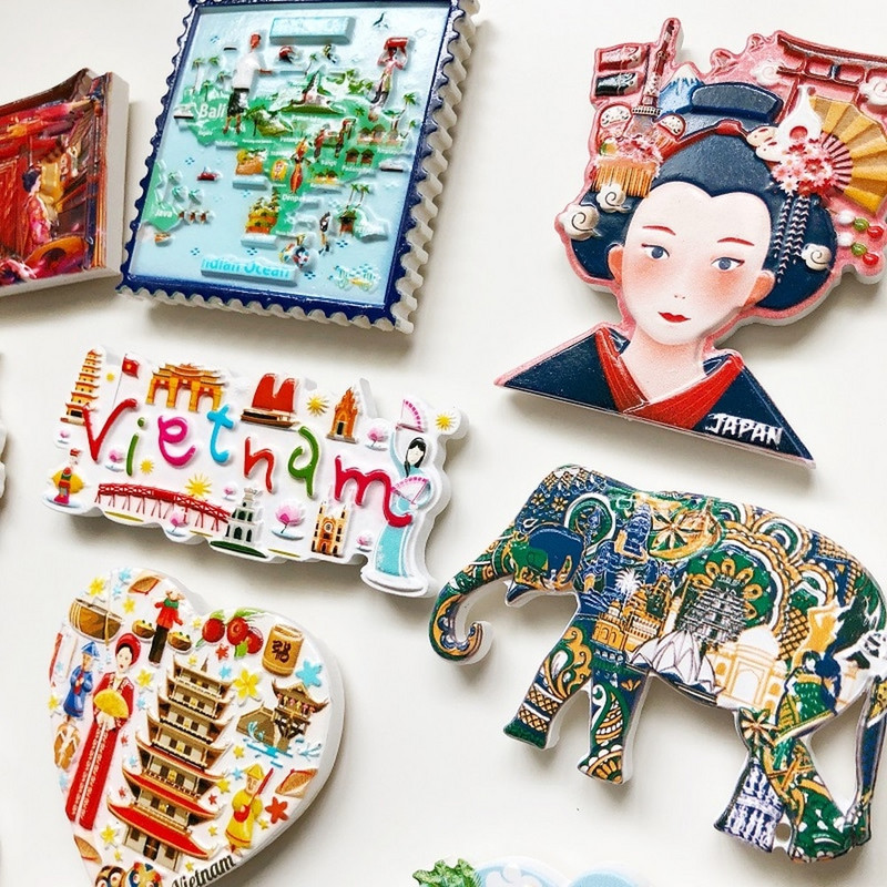 BABELEMI Vietnam India Japonia Coreea de Nord Magneți de frigider 3D Magnet de frigider Autocolant Suvenir de călătorie Decorare pentru bucătărie