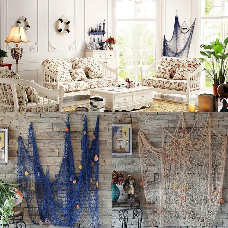 Jūrų žvejybos tinklas Seaside Wall Beach Party Sea Shells Home Garden Decor naujas