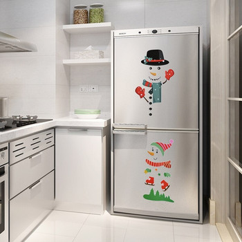 Коледен анимационен магнитен стикер за хладилник Декорация на стикер на Дядо Коледа Снежен човек за домашен офис Картина Менюта Декорация на бележки