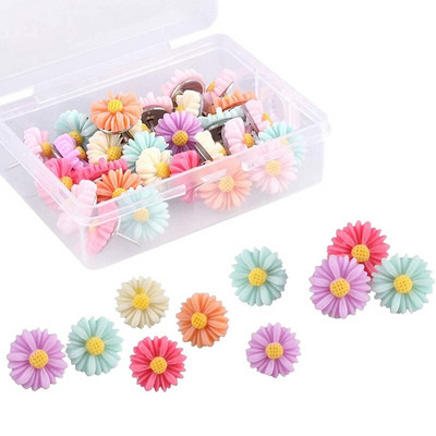 30 τεμ Floret Push pins, χρωματιστό floral κατάλληλο για τοίχους φωτογραφιών, λευκούς πίνακες, πίνακες φελλού, χάρτες, πίνακες ανακοινώσεων, γραφεία