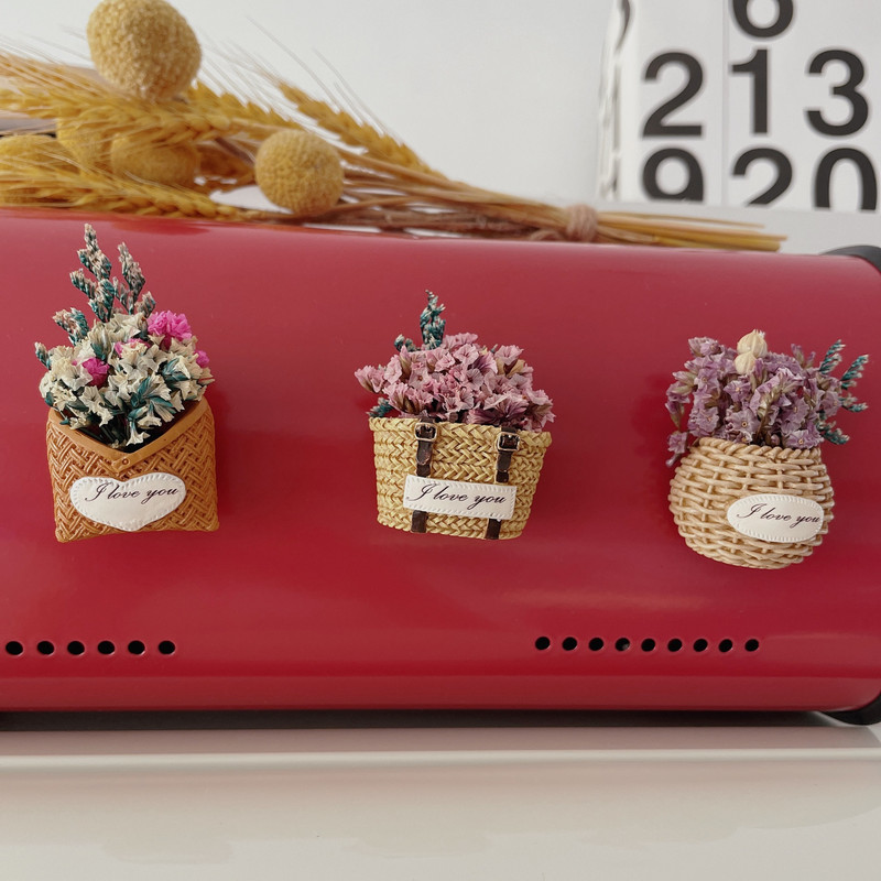 Rașină Mini Coș de Flori Magnet Frigider Flori uscate naturale Autocolant Frigider Suveniruri Decoratiuni pentru casa